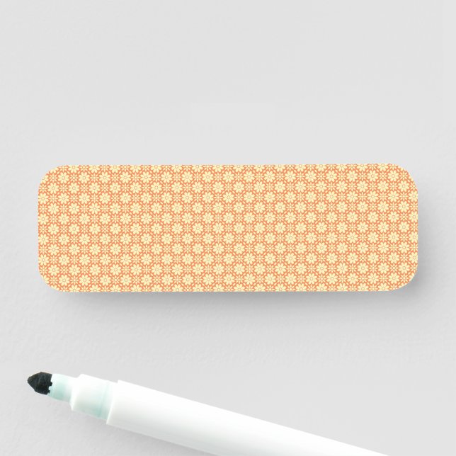 orangefarbener weißer Hintergrund mit Muster Namensschild (Beispiel)