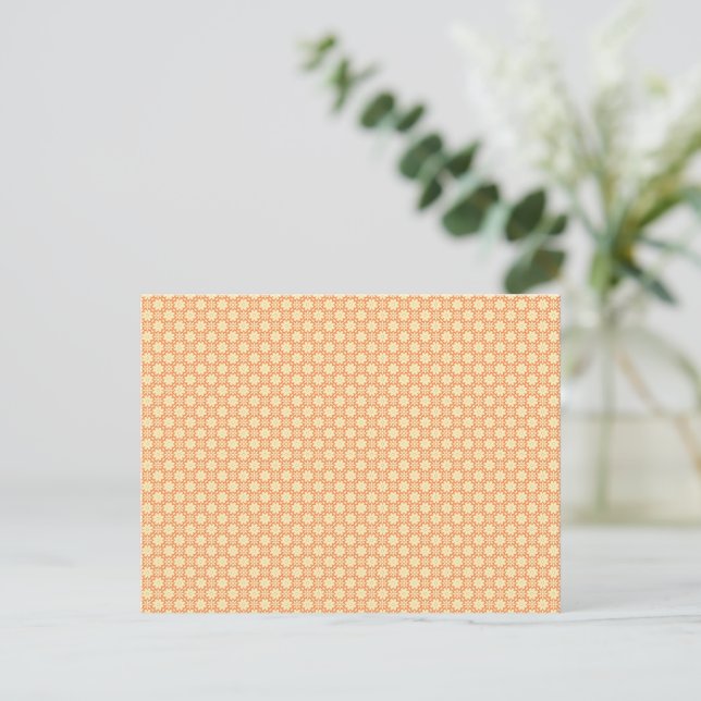 orangefarbener weißer Hintergrund mit Muster Postkarte (Stehend Vorderseite)