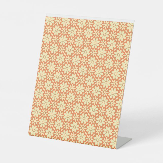 orangefarbener weißer Hintergrund mit Muster Sockelschild (Vorderseite)