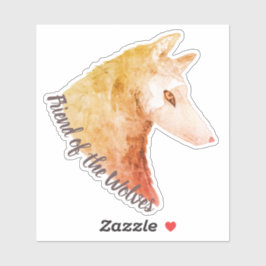 Orangefarbener Wolfsfreund der Wölfe Aufkleber