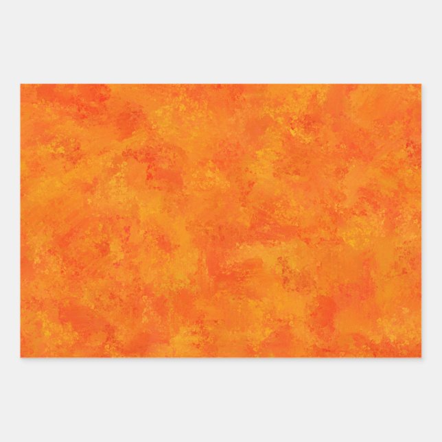 Orangefarbenes Abstraktes Muster Geschenkpapier Set (Vorderseite)