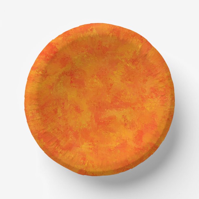 Orangefarbenes Abstraktes Muster Pappteller (Vorderseite)