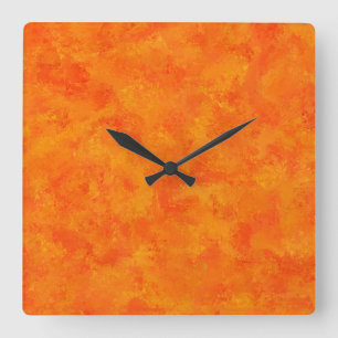 Orangefarbenes Abstraktes Muster Quadratische Wanduhr
