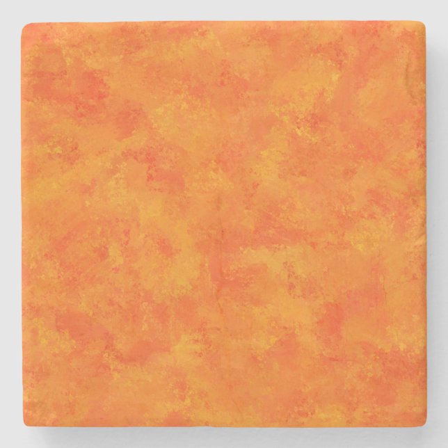 Orangefarbenes Abstraktes Muster Steinuntersetzer (Vorderseite)