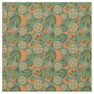Orangefarbenes Aquamarines Fruchtmuster Stoff