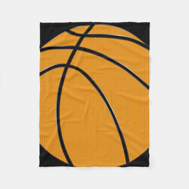 Orangefarbenes Basketballdesign mit schwarzem Hint Fleecedecke (Vorderseite)