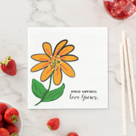 Orangefarbenes Blume-Frohpapier Serviette