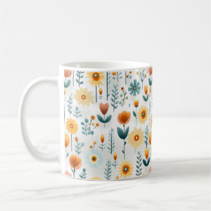 Orangefarbenes Blume Muster Kaffeetasse