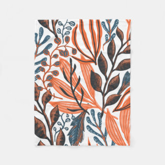 Orangefarbenes Blumenmotiv Fleecedecke