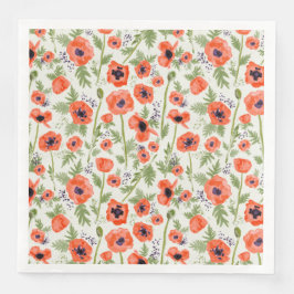 Orangefarbenes Blumenmuster Serviette