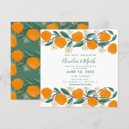 Orangefarbenes botanisches Abstraktes Brautparty Einladung