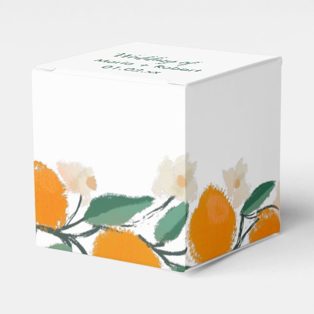 Orangefarbenes botanisches Abstraktes Brautparty Geschenkschachtel (Vorderseite)