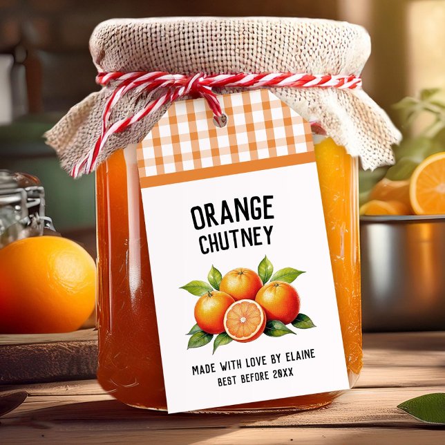 Orangefarbenes Chutney-Konservierungszeichen Geschenkanhänger (Von Creator hochgeladen)