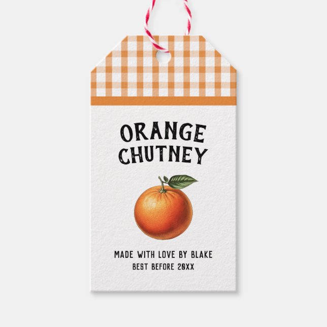 Orangefarbenes Chutney-Prägesiegel Geschenkanhänger (Vorderseite)
