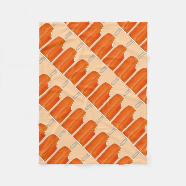 Orangefarbenes Creme-Ice Creme Popsifood Fleecedecke (Vorderseite)