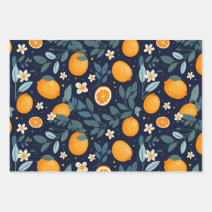 Orangefarbenes Delight Muster Geschenkpapier Set