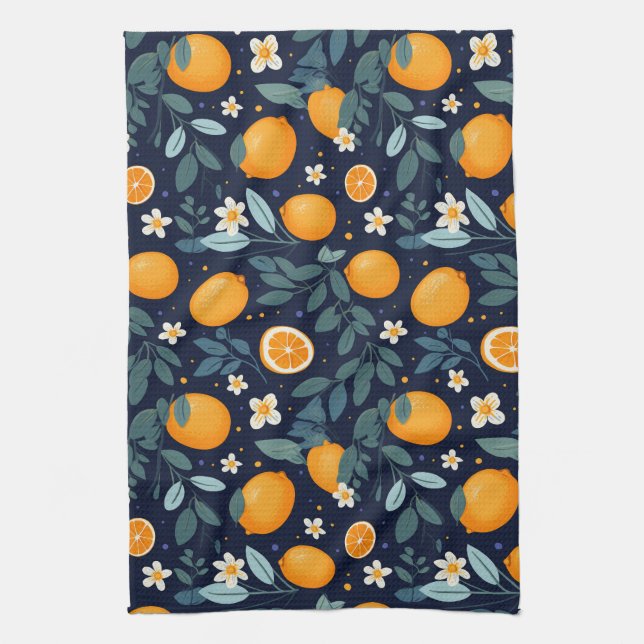 Orangefarbenes Delight Muster Geschirrtuch (Vertikal)