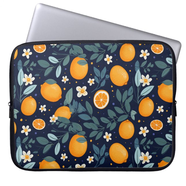 Orangefarbenes Delight Muster Laptopschutzhülle (Vorderseite)
