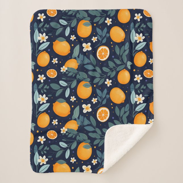 Orangefarbenes Delight Muster Sherpadecke (Vorderseite)