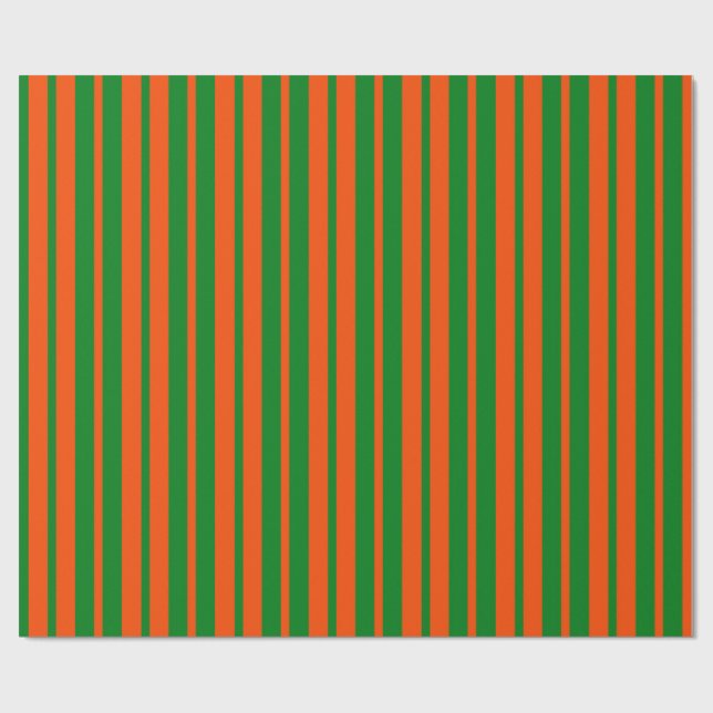 Orangefarbenes Design der Streifen Geschenkpapier (Flach)