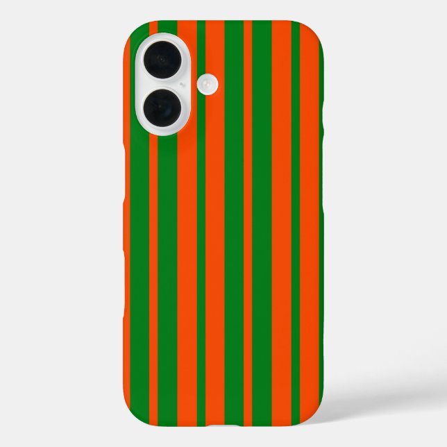 Orangefarbenes Design der Streifen iPhone 16 Hülle (Rückseite)