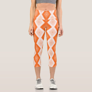 Orangefarbenes Diamantmuster Capri Leggings