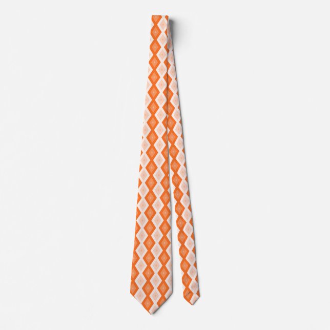 Orangefarbenes Diamantmuster Krawatte (Vorderseite)