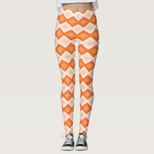 Orangefarbenes Diamantmuster Leggings
