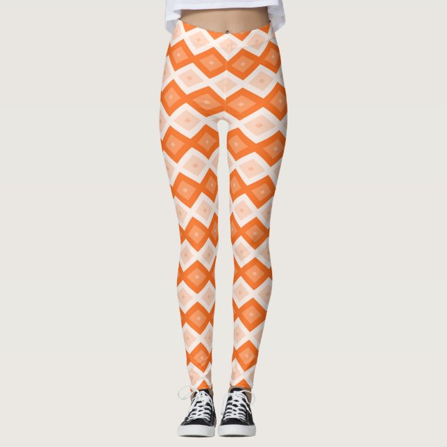 Orangefarbenes Diamantmuster Leggings (Vorderseite)