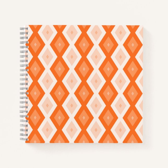 Orangefarbenes Diamantmuster Notizbuch (Vorderseite)