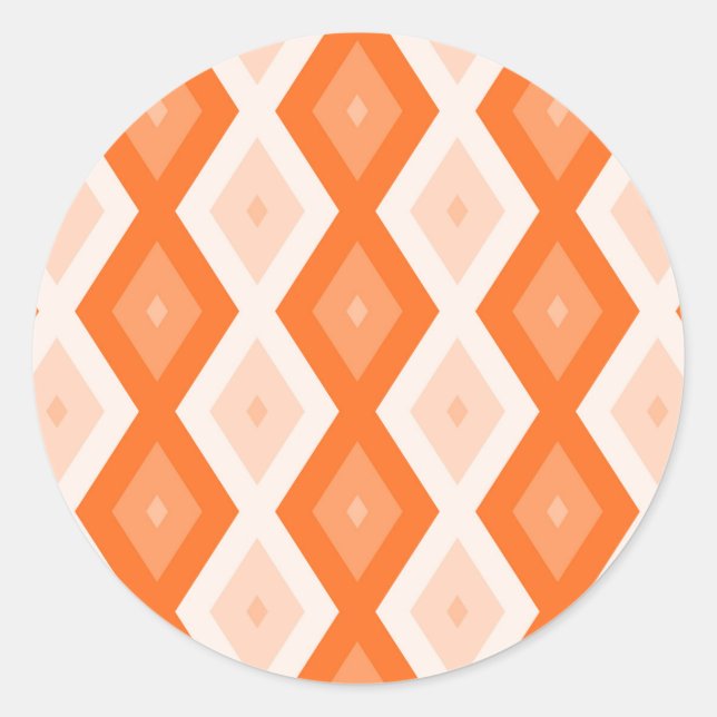 Orangefarbenes Diamantmuster Runder Aufkleber (Vorderseite)