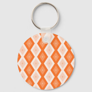 Orangefarbenes Diamantmuster Schlüsselanhänger