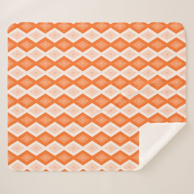 Orangefarbenes Diamantmuster Sherpadecke (Vorderseite (Horizontal))