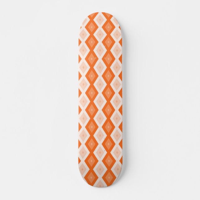 Orangefarbenes Diamantmuster Skateboard (Vorne)