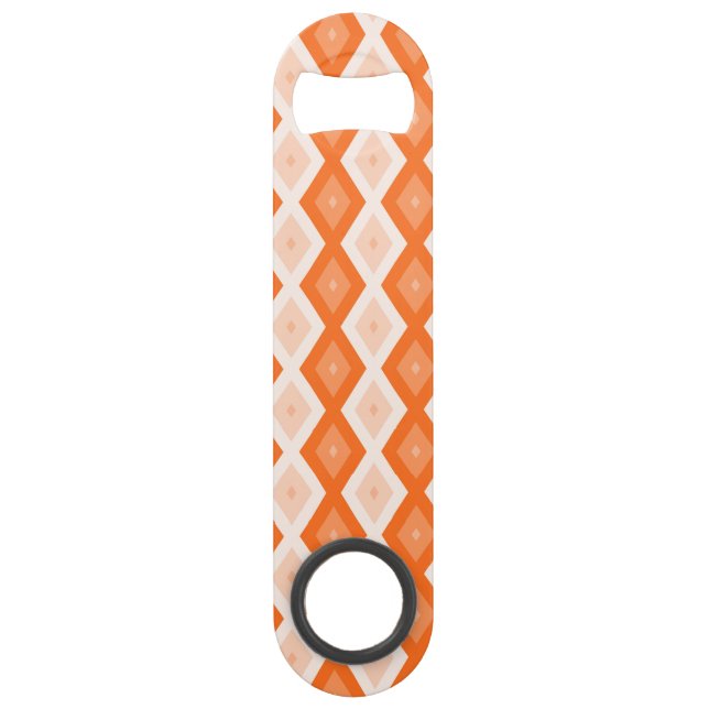 Orangefarbenes Diamantmuster Speed Flaschenöffner (Vorderseite)