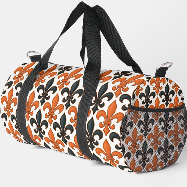 Orangefarbenes Fleur-de-lis-Muster Duffle Bag (Von Creator hochgeladen)