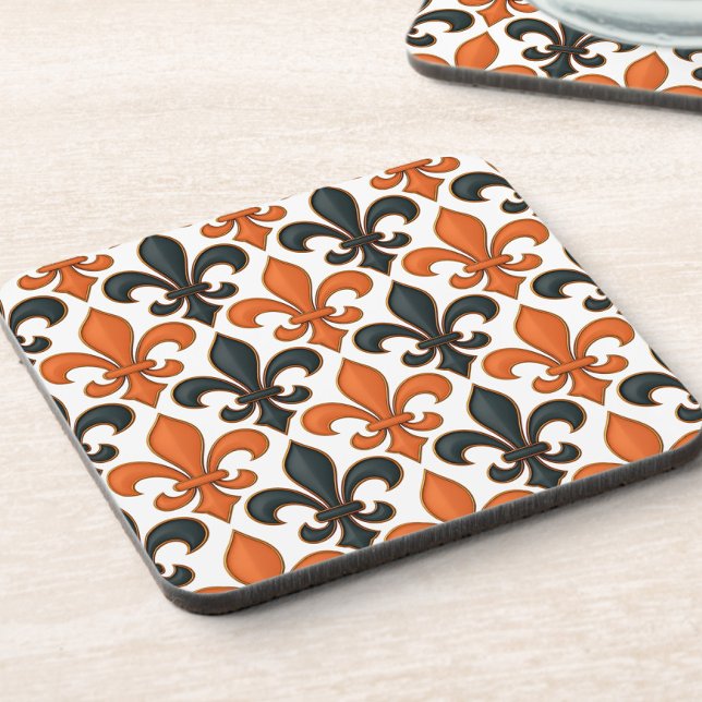 Orangefarbenes Fleur-de-lis-Muster Getränkeuntersetzer (Von Creator hochgeladen)