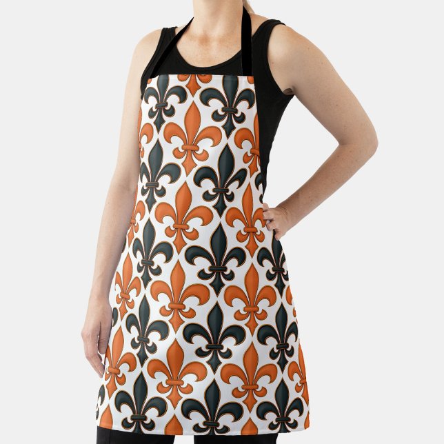 Orangefarbenes Fleur-de-lis-Muster Schürze (Von Creator hochgeladen)