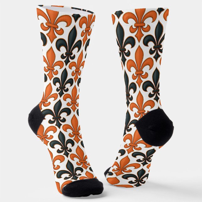Orangefarbenes Fleur-de-lis-Muster Socken (Von Creator hochgeladen)