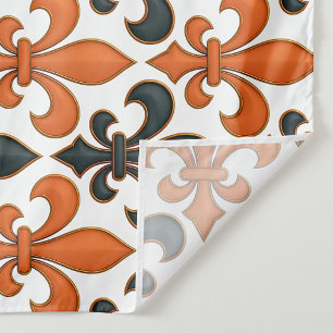 Orangefarbenes Fleur-de-lis-Muster Wandteppich