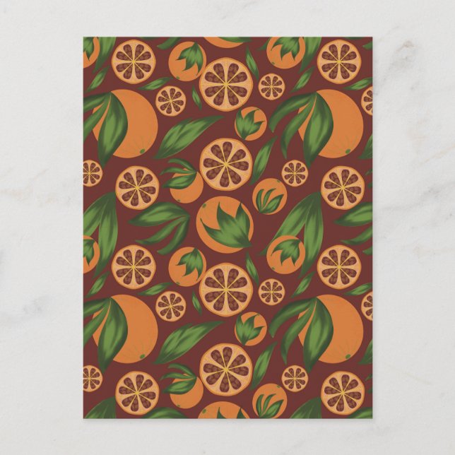 Orangefarbenes Fruchtmuster Postkarte (Vorderseite)