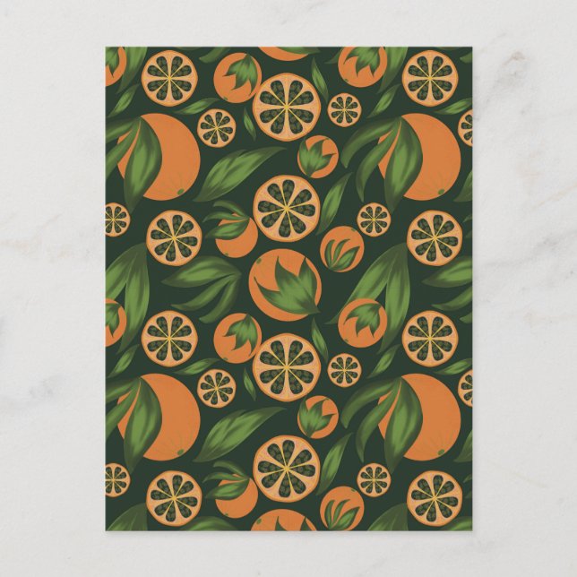 Orangefarbenes Fruchtmuster Postkarte (Vorderseite)