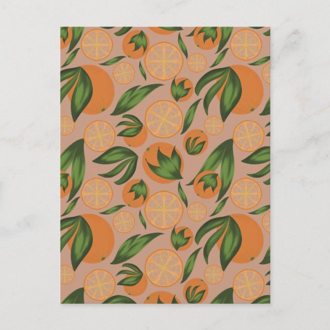 Orangefarbenes Fruchtmuster Postkarte (Vorderseite)