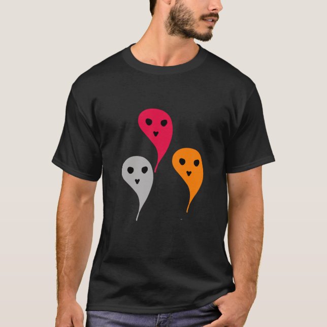 Orangefarbenes, gelbgraues Halbkugelmuster w t T-Shirt (Vorderseite)