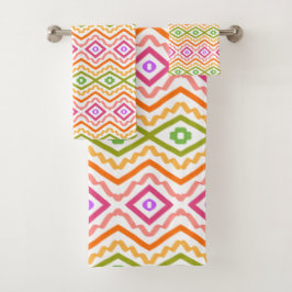 Orangefarbenes Gemustertes Badetuch Set