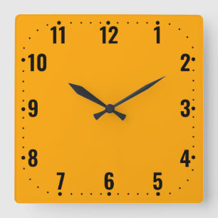 Orangefarbenes Gesicht mit Zahlen - brüchig Quadratische Wanduhr