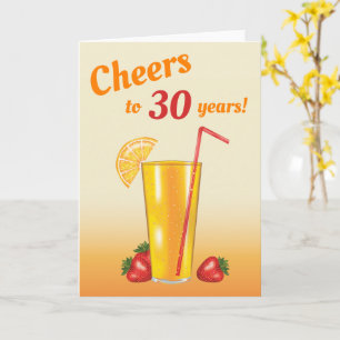 Orangefarbenes Getränk zum Geburtstag bis 30. Karte