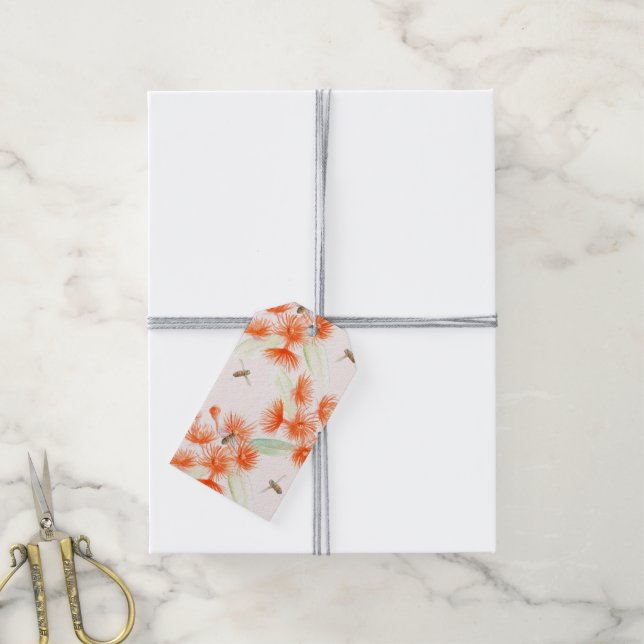 Orangefarbenes Glas Aquarellkunstgeschenk Geschenkanhänger (Mit Garn)