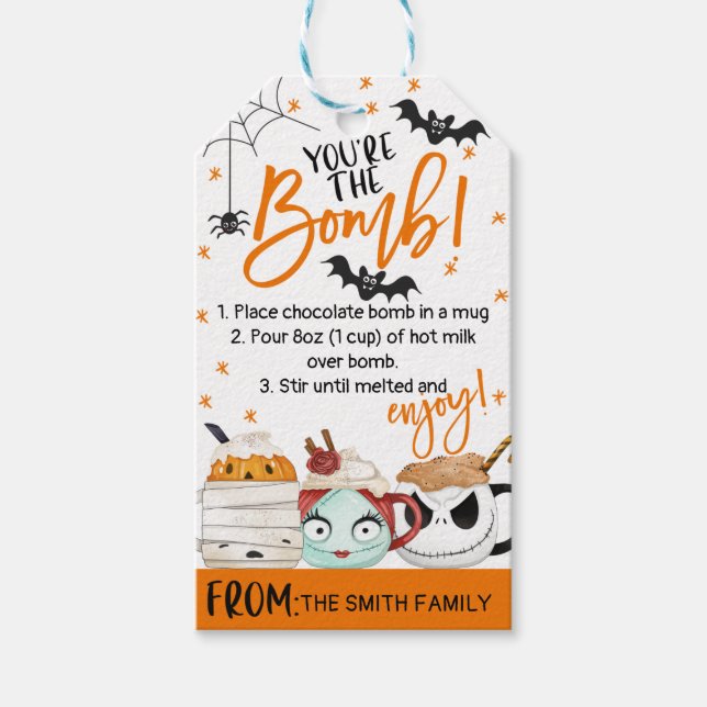 Orangefarbenes Halloween Dein Bombenheißer Schokol Geschenkanhänger (Vorderseite)