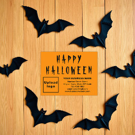 Orangefarbenes Halloween-Geschäft kleine Wohnung Feiertagskarte